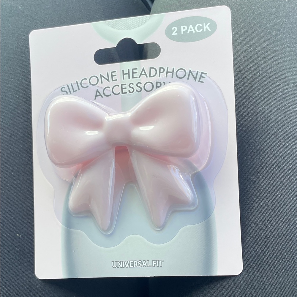 Silicone Bow Headphone Accessory - Pink (2 Pack)